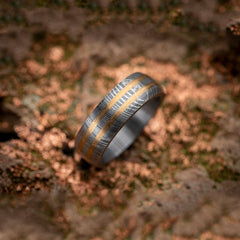Great Christmas Presents - Damascus Steel Ring With Double Stripe