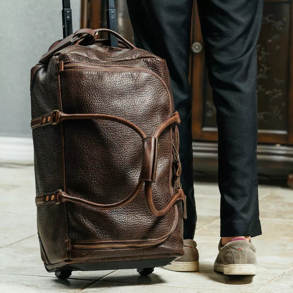 Theodore Leather Rolling Carry-On Duffle Bag