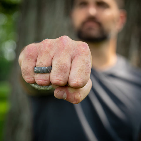 Damascus Steel Ring - Rock Formation